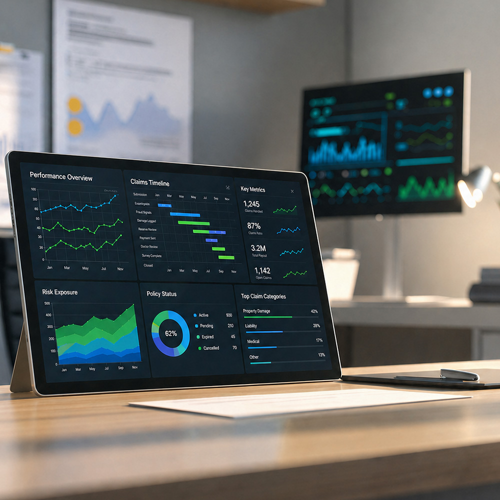 Image on computer screens with dashboards