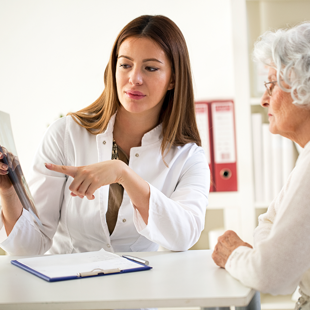 A patient talking to a doctor